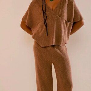 ✨ Free People Jaclyn Sweater Set – Raw Umber (2-Piece Knit Lounge Set) ✨